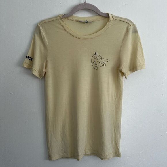 Ganni Pastel Yellow Banana Crewneck T-Shirt Size S Microfloral Snack Spring Time - Picture 11 of 13